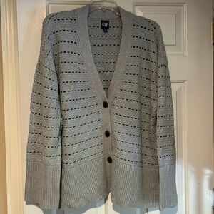 GAP crochet v-neck cardigan gray sz XL